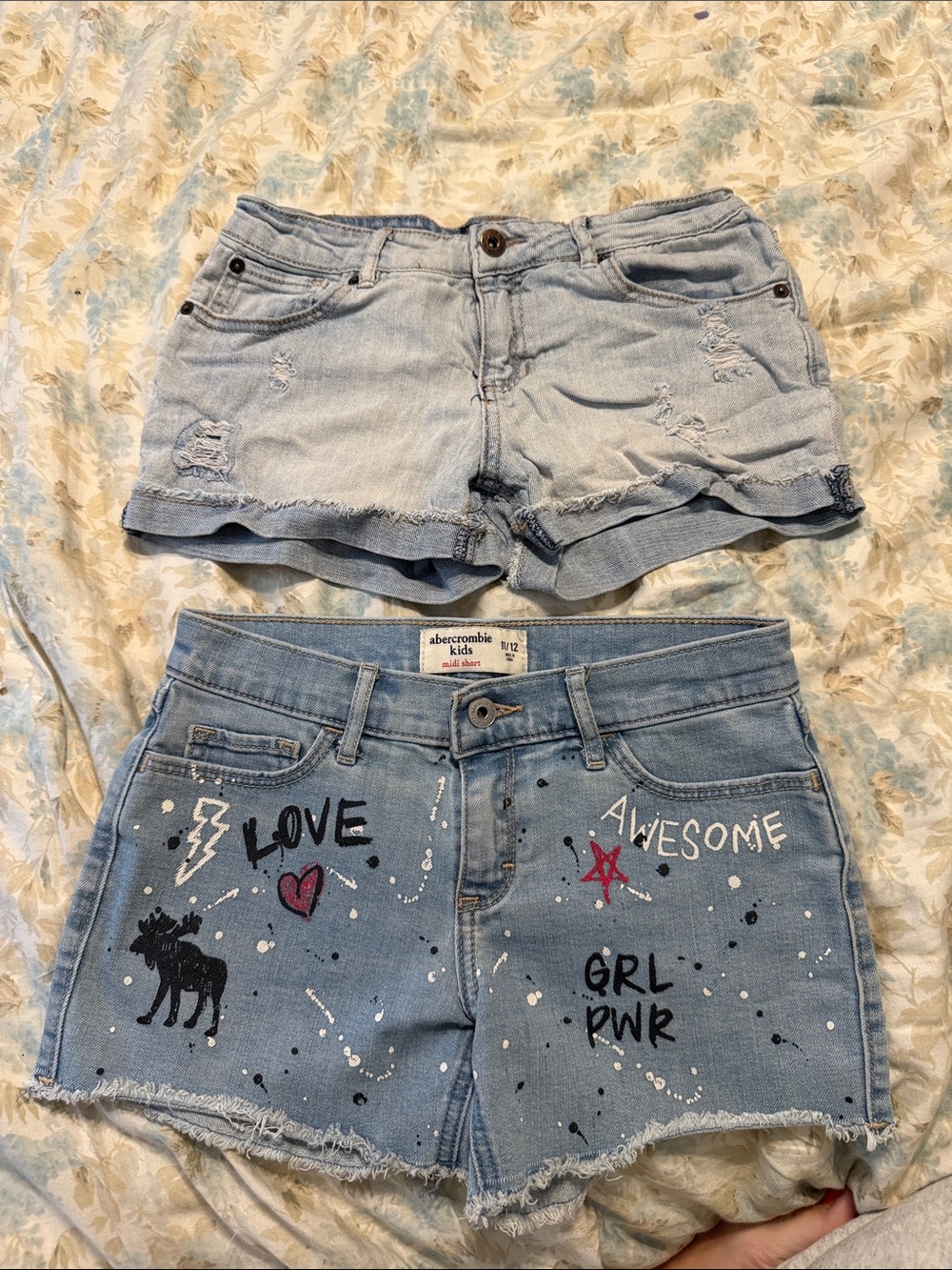 abercrombie denim shorts with graphics & lucky brand distressed denim shorts